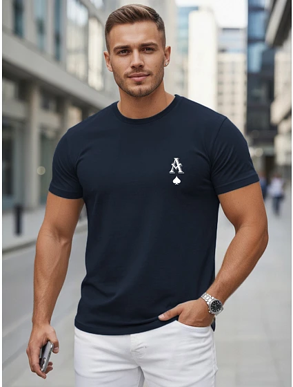 Tshirt męski bawełniany z nadrukiem AS granatowy model 22305562 - FashionStreet Tshirt męski bawełniany z nadrukiem AS granatowy model 22305562 - FashionStreet