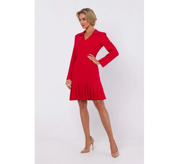 M752 Šaty se skládaným spodním lemem - červené M752 Šaty se skládaným spodním lemem - červené