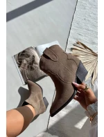 Dámské kovbojské kotníkové boty z přírodní velurové kůže Beretta – béžové