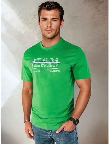 Pánské zelené tričko s potiskem FashionStreet RX5438