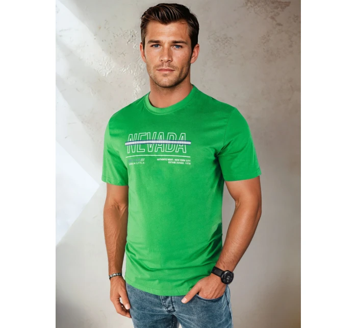 Pánské zelené tričko s potiskem FashionStreet RX5438