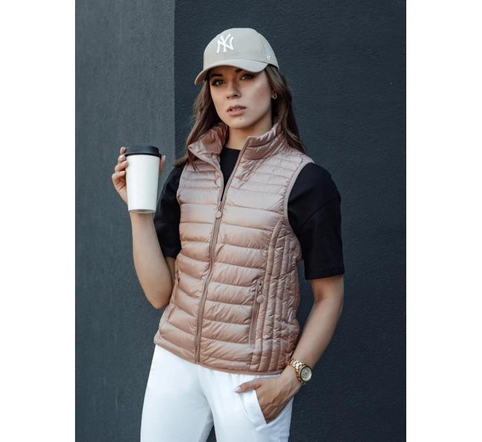 Dámská prošívaná vesta se stojáčkem růžová Dstreet model 21979308 - FashionStreet