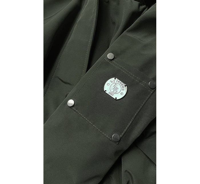 Dámská bunda parka v army barvě s kožešinovou podšívkou (M-21506)
