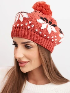 Dámská zimní čepice vlněná s krystaly a vzorem model 21859295 mocca - K-Fashion