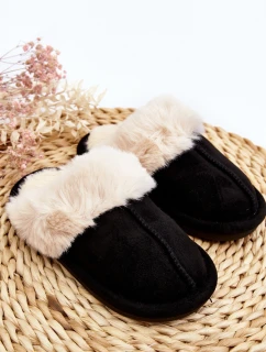 Dětské Pantofle S Kožešinou Černé Befana