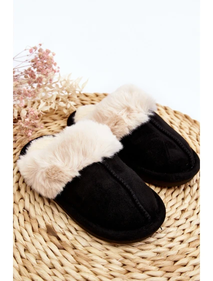 Dětské Pantofle S Kožešinou Černé Befana Dětské Pantofle S Kožešinou Černé Befana