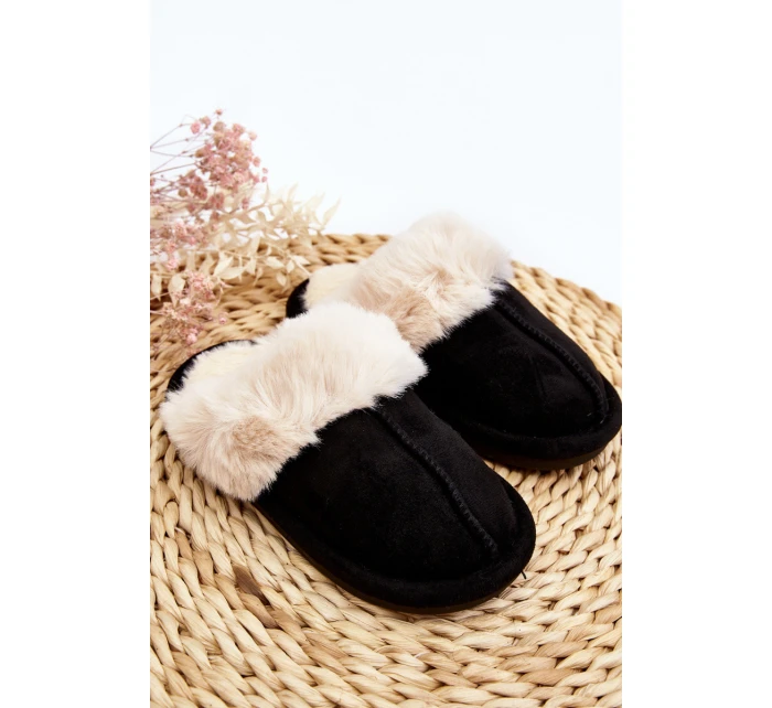 Dětské Pantofle S Kožešinou Černé Befana Dětské Pantofle S Kožešinou Černé Befana