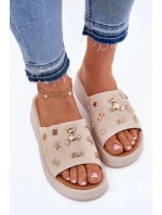 Dámské Semišové Pantofle S  Béžové model 21697728 - VINCEZA