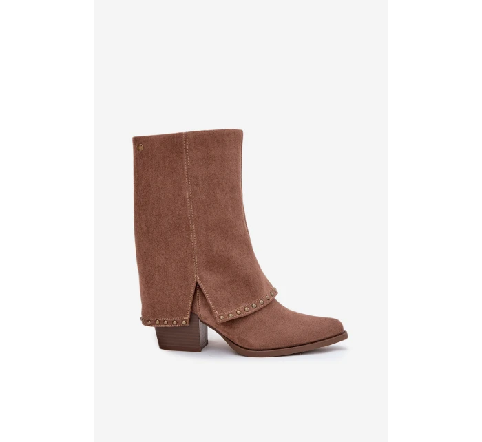 Dámské kozačky s vyvýšenou manžetou Vinceza 16516 – béžové