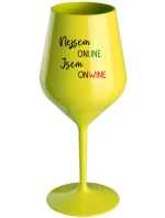 NEJSEM ONLINE JSEM ONWINE - žlutá nerozbitná sklenice na víno 470 ml NEJSEM ONLINE JSEM ONWINE - žlutá nerozbitná sklenice na víno 470 ml