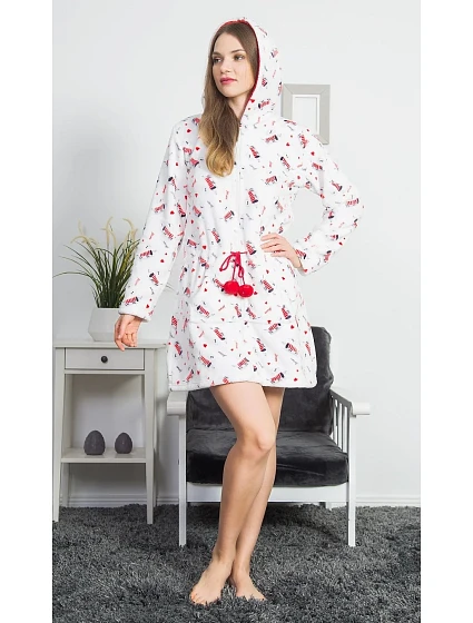 Dámský župan krátký s kapucí na zip model 22408721 - Vienetta Dámský župan krátký s kapucí na zip model 22408721 - Vienetta
