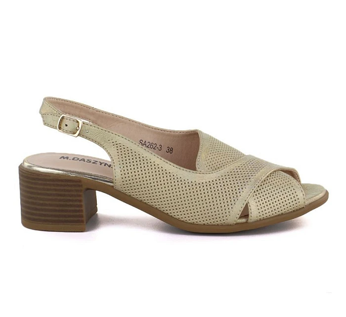 Dámské pohodlné zlaté sandály na jehlovém podpatku M.Daszynski SA262-3
