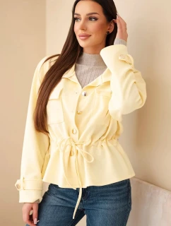 Dámská rozepínací mikina s tkaničkou a kapsami máslová žlutá