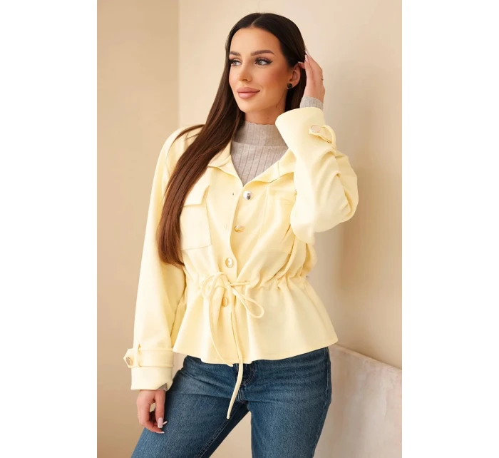Dámská rozepínací mikina s model 21952019 a kapsami máslová žlutá - K-Fashion Dámská rozepínací mikina s model 21952019 a kapsami máslová žlutá - K-Fashion