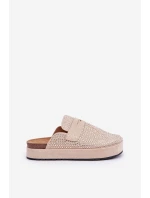 Dámské sandály zdobené zirkony na platformě béžové Deorani Dámské sandály zdobené zirkony na platformě béžové Deorani