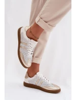 Kožené Síťované Dámské Tenisky Zazoo N1318 Stříbrno-zlaté