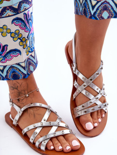 Dámské ozdobené sandály stříbrné Alemona
