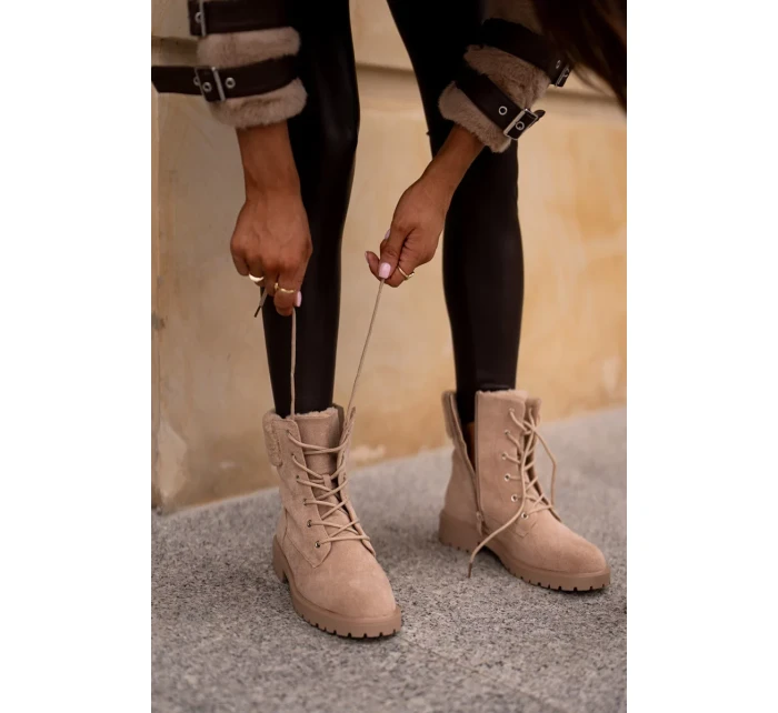 Dámské Zateplené Kotníkové Boty Workery Na Zip Béžové Mivael Dámské Zateplené Kotníkové Boty Workery Na Zip Béžové Mivael