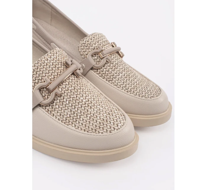 Módní dámské  mokasíny Jasnobeżowy bez podpatku