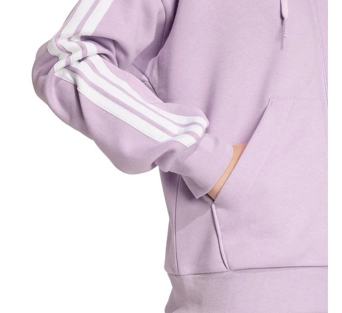 Dámská fleecová mikina Essentials 3Stripes s kapucí a zipem fialová model 21398873 - ADIDAS