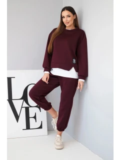 Dámská souprava s model 21808623 volnou mikinou a tepláky švestková - K-Fashion