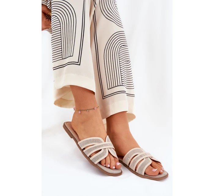 Klasické Dámské Plážové Pantofle Béžové Scazze