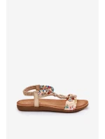 Dámské Ploché Sandály S Pásky A Ozdobou  Zlaté model 21693407 - Artiker