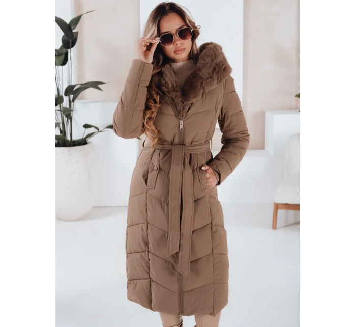 Dámská zimní dlouhá prošívaná bunda s umělou kožešinou FashionStreet TY5086