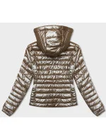 Béžová dámská prošívaná bunda s kapucí (16M9105-84) Béžová dámská prošívaná bunda s kapucí (16M9105-84)