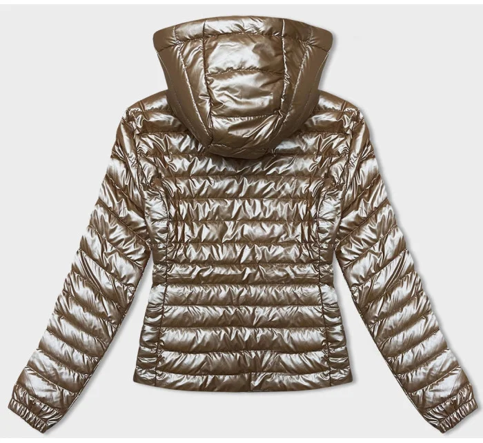 Béžová dámská prošívaná bunda s kapucí (16M9105-84) Béžová dámská prošívaná bunda s kapucí (16M9105-84)