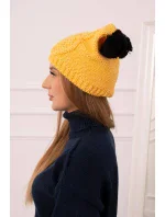Fleecová čepice 2 bambulky K291 žlutá Fleecová čepice 2 bambulky K291 žlutá