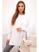 Dámská bavlněná mikina se širokým lemem dole bílá
