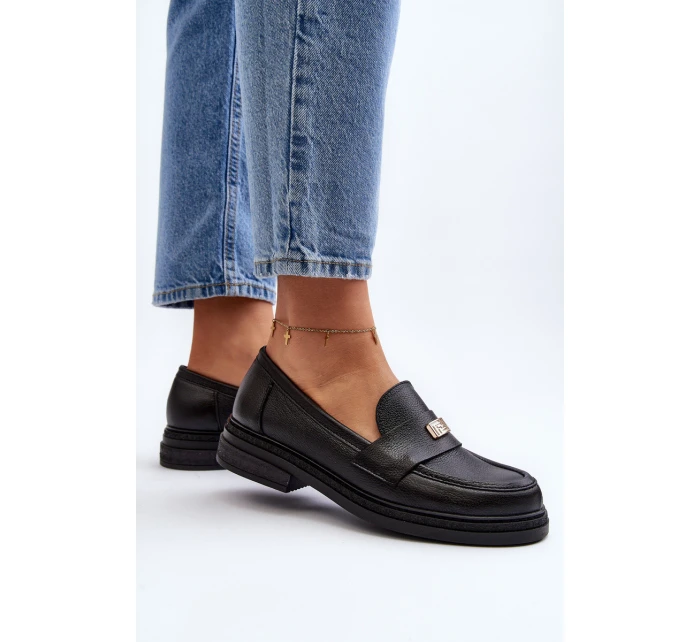 Zazoo 20165 Dámské kožené mokasíny černé