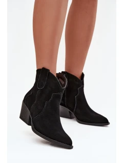 Nazouvací dámské kozačky z přírodního semiše černé model 21713735 - Boto