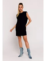 M789 Mini šaty s vycpávkami na ramenou - černé