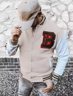 Pánská mikina na zip v barvě ecru FashionStreet BX5440