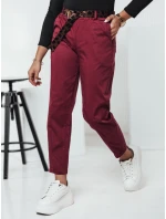Dámské kalhoty LEOCINCIN v jedné velikosti s páskem bordó FashionStreet UY2261