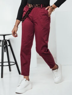 Dámské kalhoty LEOCINCIN v jedné velikosti s páskem bordó FashionStreet UY2261