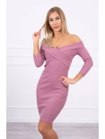 Přiléhavé šaty s výstřihem do V tmavě růžové Přiléhavé šaty s výstřihem do V tmavě růžové