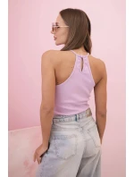 Top dámský bavlněný na ramínkách s ozdobným řetízkem fialový světlý Top dámský bavlněný na ramínkách s ozdobným řetízkem fialový světlý