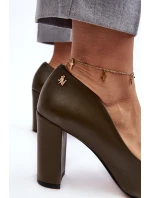 Kůže na vysokém podpatku Laura Messi 2624/227 tmavě zelené