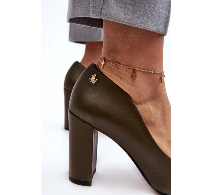 Kůže na vysokém podpatku Laura Messi 2624/227 tmavě zelené