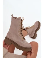 Dámské workery z pravé semišové kůže s vyhříváním Zazoo 4213 béžové