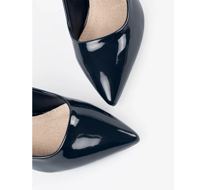 Praktické tmavě modré  lodičky dámské na jehlovém podpatku