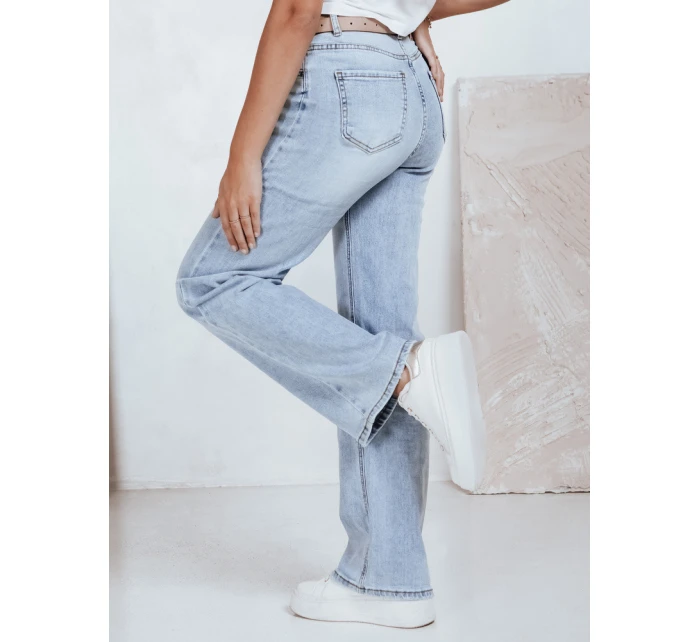 Dámské džíny s vysokým pasem a širokými nohavicemi světle modré FashionStreet UY2786