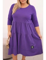 Dámská bavlněná sukýnka Plus Size s volánky a ohrnutým rukávem fialová Dámská bavlněná sukýnka Plus Size s volánky a ohrnutým rukávem fialová