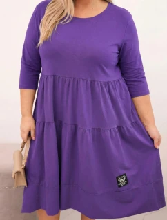 Dámská bavlněná sukýnka Plus Size s volánky a ohrnutým rukávem fialová