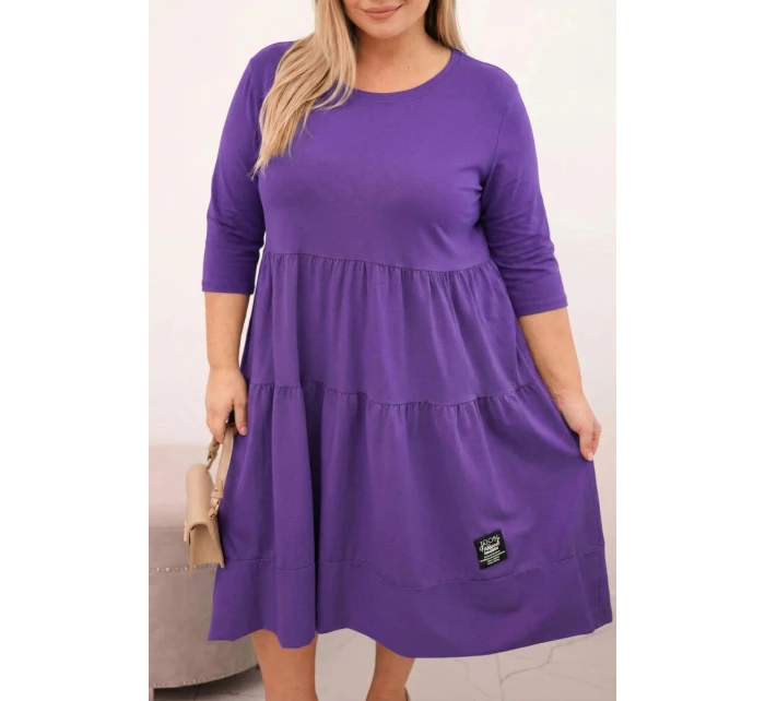 Dámská bavlněná sukýnka Plus Size s volánky a ohrnutým rukávem fialová Dámská bavlněná sukýnka Plus Size s volánky a ohrnutým rukávem fialová