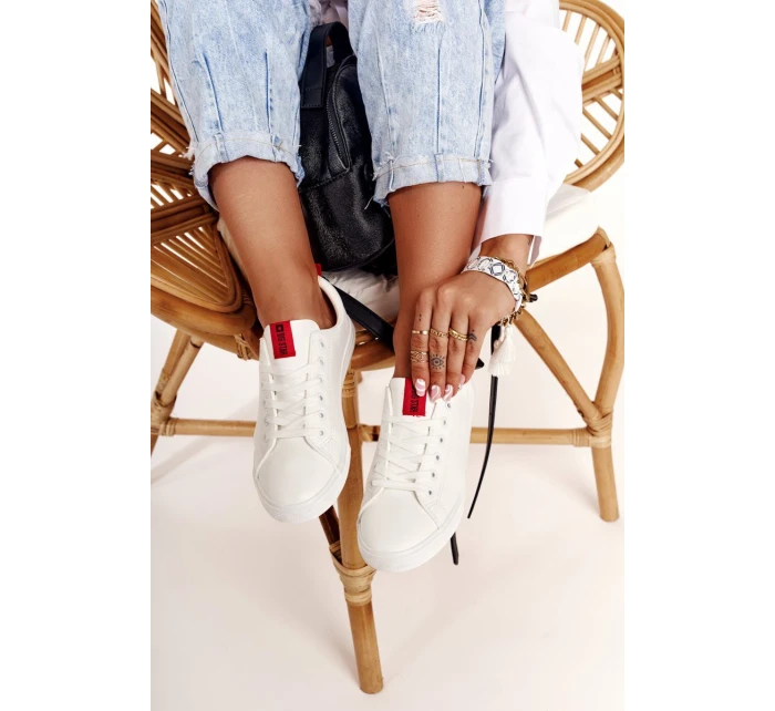 Dámské Kožené Tenisky Se Stuhou BIG STAR DD274685 Bile Dámské Kožené Tenisky Se Stuhou BIG STAR DD274685 Bile