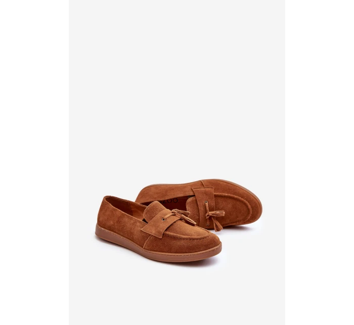 Mužské semišové loafers polobotky Zazoo 1566 hnědé